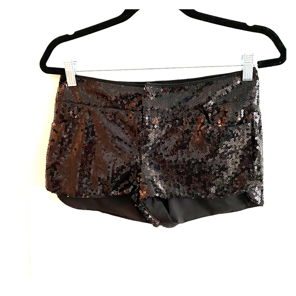 F21 black sequin shorts